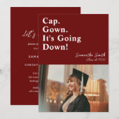 Pet gaat het rode moderne Afstuderen omlaag Kaart (Voorkant / Achterkant)