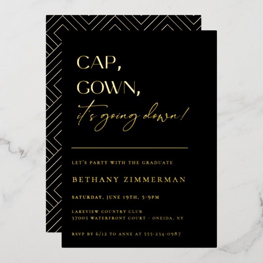 Pet gaat naar beneden. folie uitnodiging (Voorkant / Achterkant)