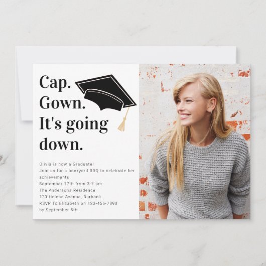 Pet gaat naar beneden Foto Afstuderen Kaart (Voorkant)