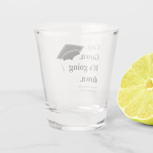 Pet gaat naar beneden. shot glas (Achterkant)