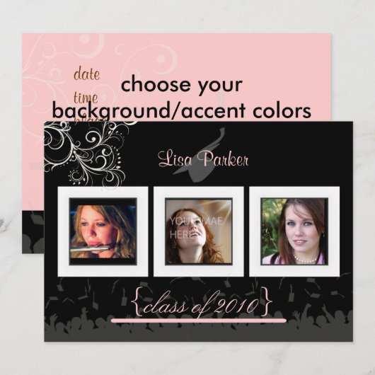 Pet + Gegeven + Zwemelen Afstuderen Uitnodiging/Fo Kaart (Voorkant / Achterkant)