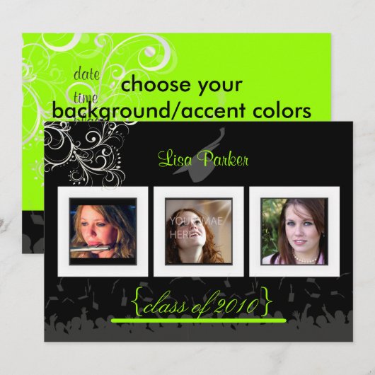 Pet + Gegeven + Zwemelen Afstuderen Uitnodiging/Fo Kaart (Voorkant / Achterkant)