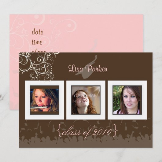 Pet + Gegeven + Zwemelen Afstuderen Uitnodiging/Fo Kaart (Voorkant / Achterkant)