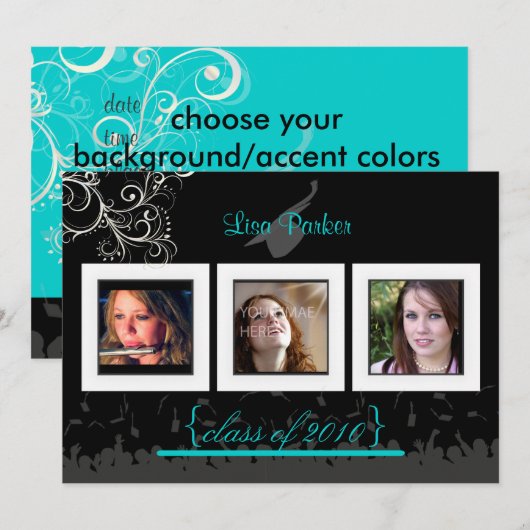 Pet + Gegeven + Zwemelen Afstuderen Uitnodiging/Fo Kaart (Voorkant / Achterkant)