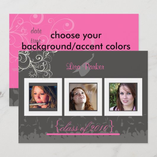 Pet + Gegeven + Zwemelen Afstuderen Uitnodiging/Fo Kaart (Voorkant / Achterkant)