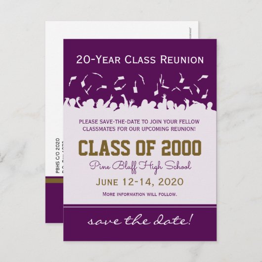 Pet & Gown Class Reunion Save-the-Date Briefkaart (Voorkant / Achterkant)