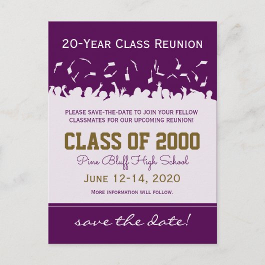 Pet & Gown Class Reunion Save-the-Date Briefkaart (Voorkant)