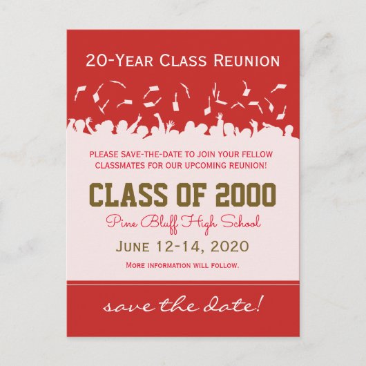 Pet & Gown Class Reunion Save-the-Date Briefkaart (Voorkant)