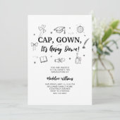 Pet Gown Het gaat naar beneden Afstuderen Invitati Kaart (Staand voorkant)