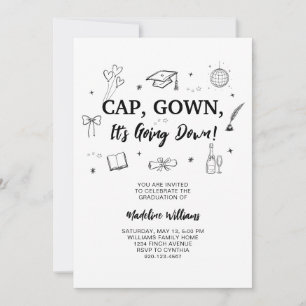 Pet Gown Het gaat naar beneden Afstuderen Invitati Kaart
