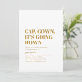 Pet. Gown. Het gaat naar beneden Afstuderen uitnod Kaart (Staand voorkant)