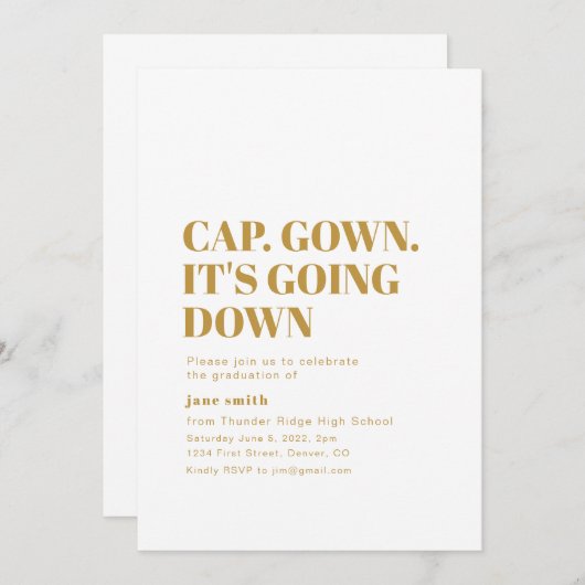 Pet. Gown. Het gaat naar beneden Afstuderen uitnod Kaart (Voorkant / Achterkant)