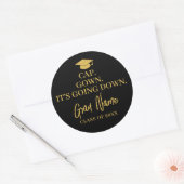 Pet Gown It's Going Down - Afstudeerder Naam - Zwa Ronde Sticker (Envelop)