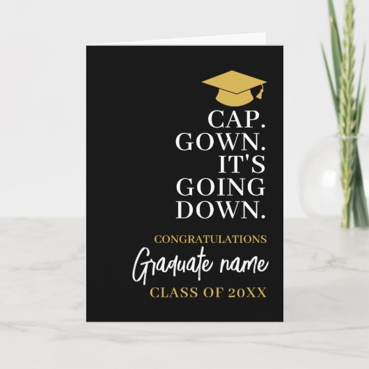 Pet Gown It's Going Down - Naam Modern Afstuderen Kaart (Voorkant)