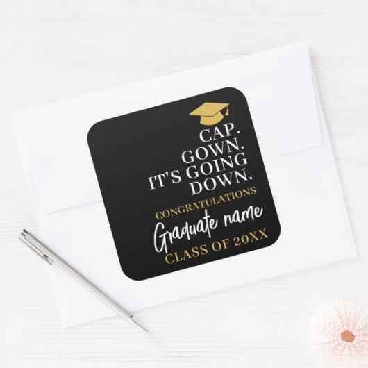 Pet Gown It's Going Down - Naam Modern Afstuderen Vierkante Sticker (Envelop)