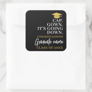 Pet Gown It's Going Down - Naam Modern Afstuderen Vierkante Sticker
