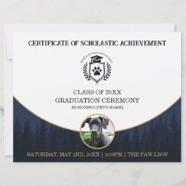 Pet Graduation Certificate Dog Training Diploma