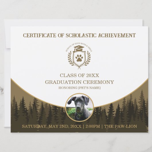 Pet Graduation Certificate Dog Training Diploma (Voorkant)