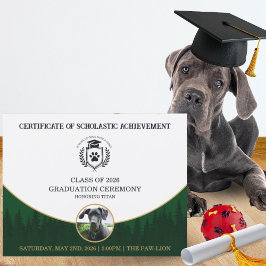 Pet Graduation Certificate Dog Training Diploma