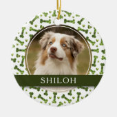 Pet Green Bone Hearts Patroon 2 Foto Keramisch Ornament (Voorkant)
