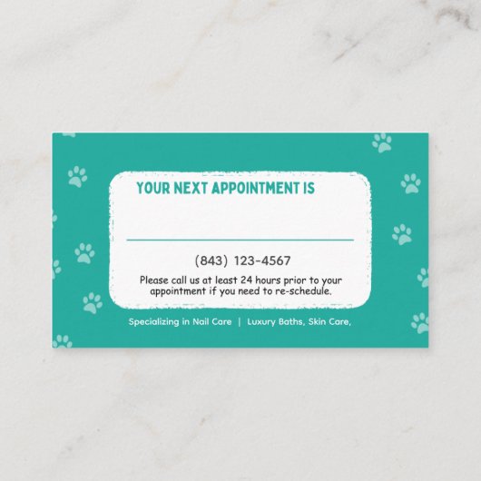 Pet Groomer Afspraak Visitekaartje (Achterkant)