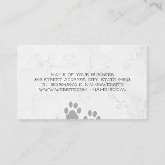 Pet Groomer | Cute Pomeranian | Goudmetaaltrim Visitekaartje (Achterkant)