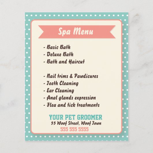 Pet Groomer Flyer -  dubbelzijdig (Achterkant)