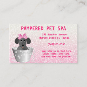 Pet Groomer Pink Glitter Visitekaartje