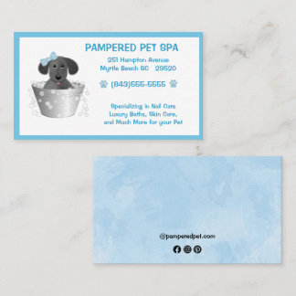 Pet Groomer Puppy In Tub Blauw Visitekaartje