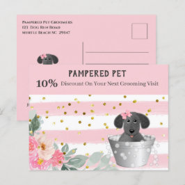 Pet Groomer Puppy in Tub Marketing Briefkaart