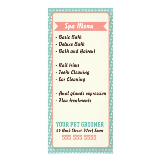 Pet Groomer Rack Kaart -  (Achterkant)