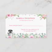 Pet Groomer Roze Bloemen Afspraak Visitekaartje (Achterkant)