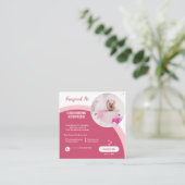 Pet Groomer Roze Modern Visitekaartje (Staand voorkant)