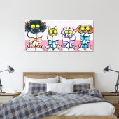 Pet Groomer Spa Art Dogs Cat in Robes Pink Canvas Afdruk (Insitu (Slaapkamer))