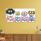 Pet Groomer Spa Art Dogs Cat in Robes Pink Canvas Afdruk (Insitu (Woonkamer))