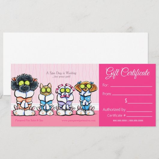 Pet Groomer Spa Dogs Cat Robes Cadeaubon (Voorkant / Achterkant)