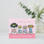 Pet Groomer Spa Dogs Cat Robes Pink Coupon Mailer Briefkaart (Staand voorkant)