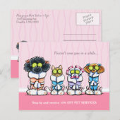 Pet Groomer Spa Dogs Cat Robes Pink Coupon Mailer Briefkaart (Voorkant / Achterkant)