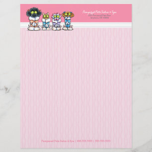 Pet Groomer Spa Dogs Cat Robes Pink Letterhead Flyer