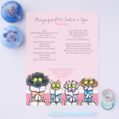 Pet Groomer Spa Dogs Cat Robes Pink Price Sheet Flyer (Enkel)