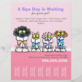Pet Groomer Spa Dogs Cat Robes Roze Scheurblad Flyer (Voorkant)