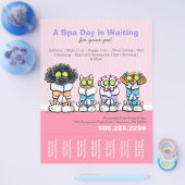 Pet Groomer Spa Dogs Cat Robes Roze Scheurblad Flyer (Enkel)