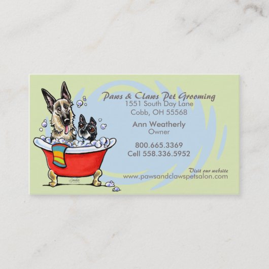 Pet Groomer Spa Wet Dogs Green Tea Appointment Afsprakenkaartje (Voorkant)