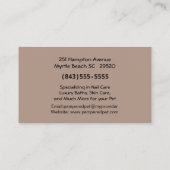 Pet Groomer/Vet Visitekaartje (Achterkant)