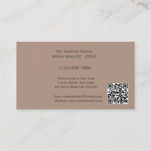 Pet Groomer/Vet Visitekaartje (Achterkant)