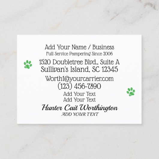 Pet Groomer Visitekaartje (Achterkant)