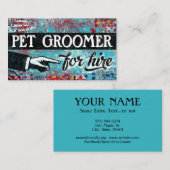 Pet Groomer voor hire Visitekaartjes - blauw rood (Voorkant / Achterkant)
