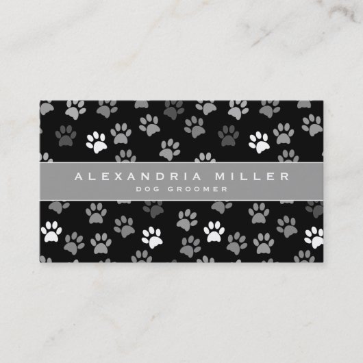 Pet Groomer | Zwart wit en grijs verf Visitekaartje (Voorkant)