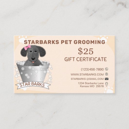 Pet Groomers Gift Kaart Visitekaartje (Voorkant)