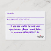 Pet Grooming Appointment Card Afsprakenkaartje (Achterkant)
